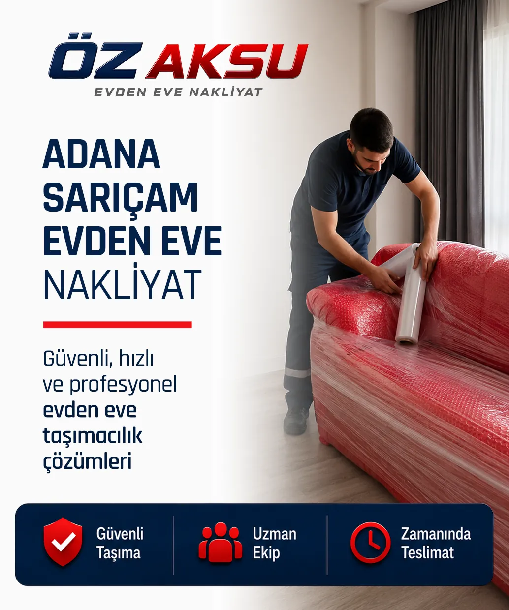 Adana Sarıçam bölgesinde zamanında teslimat odaklı evden eve taşıma hizmeti.