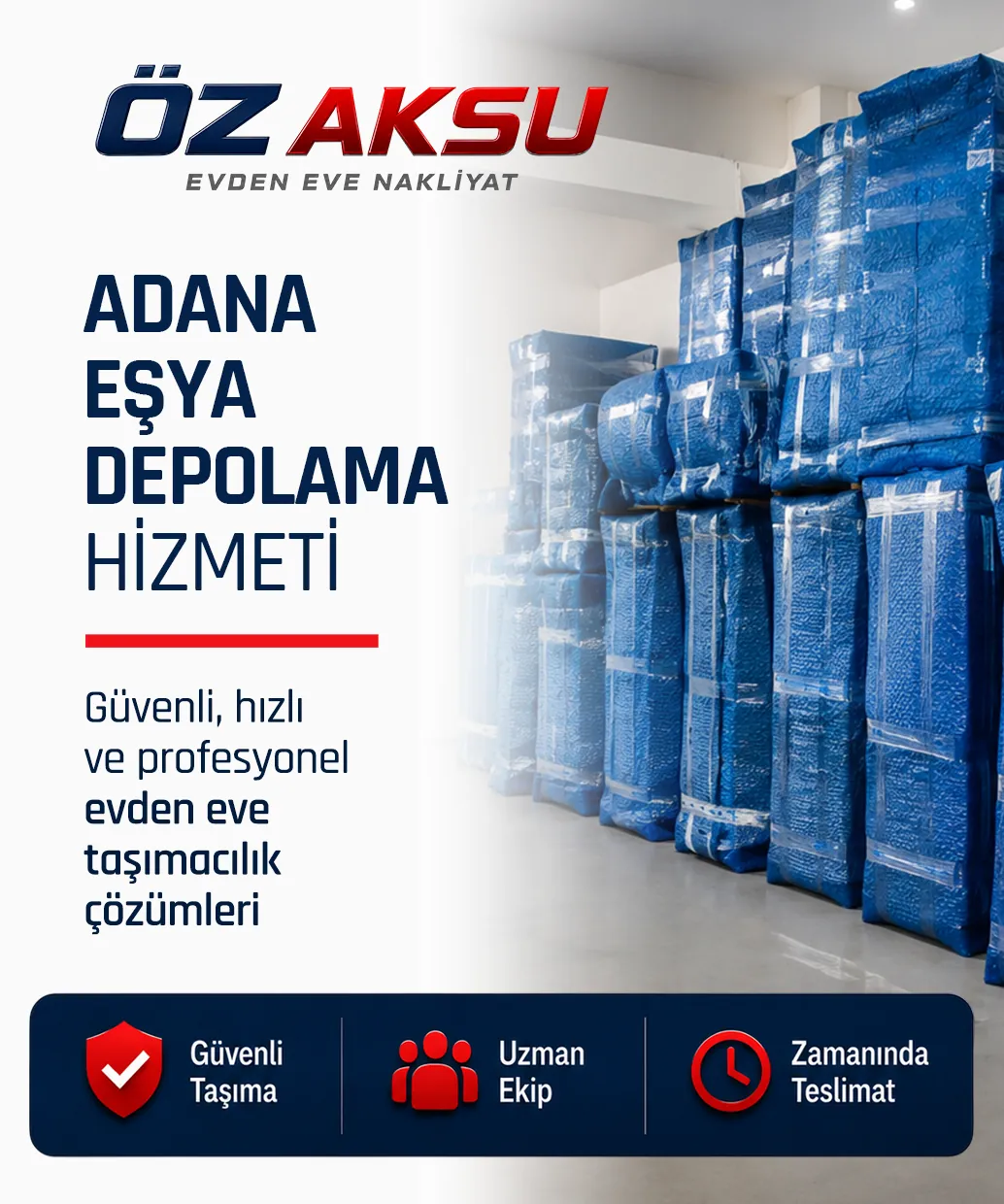 Adana eşya depolama hizmetinde patpat ambalajlı güvenli eşya muhafazası