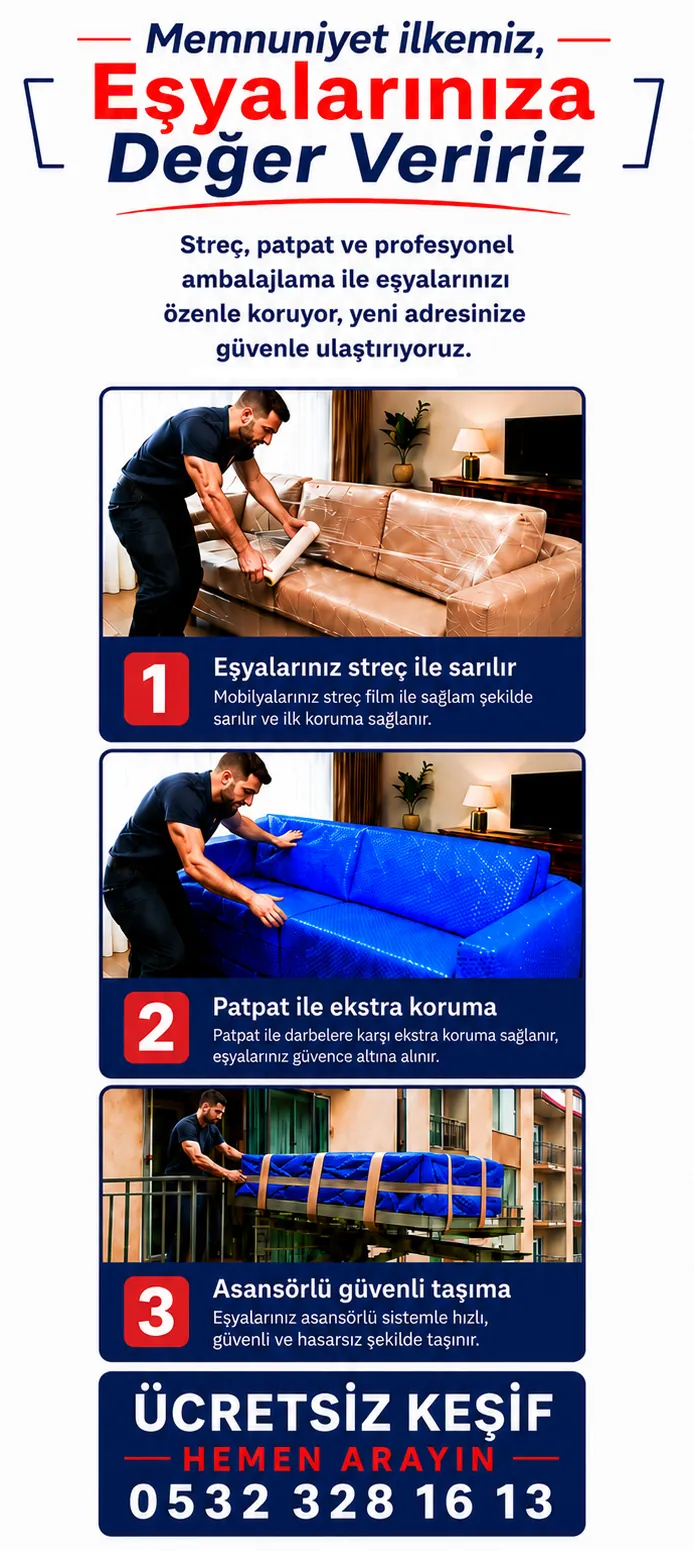 Öz Aksu Nakliyat Adana evden eve nakliyat güvenli ambalajlama ve asansörlü taşıma hizmeti
